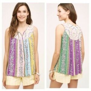 OS One September | Anthropologie Tank Top multicolor embroidery